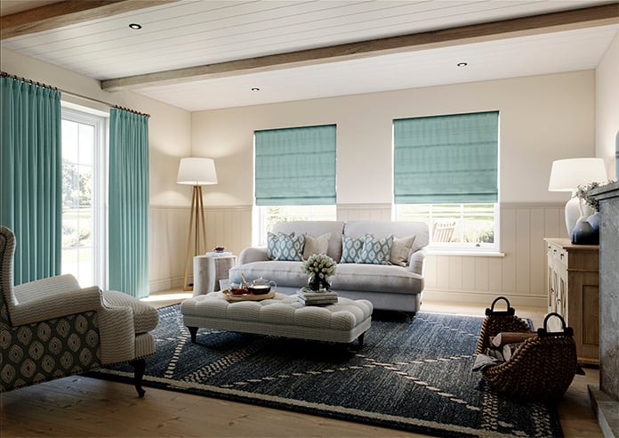 Lucerne Faux Silk, Frosted Blue - Roman Blind - Image 6